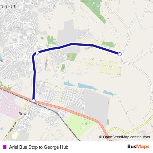 Ariel Bus Stop to George Hub bus Line Map