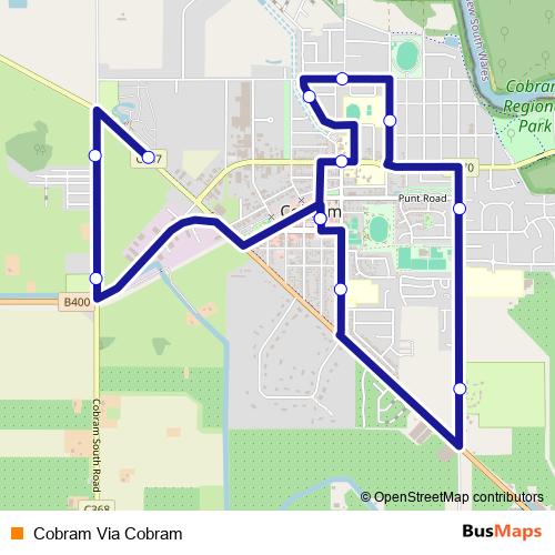 Cobram Via Cobram bus Line Map