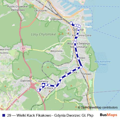 29 trolleybus Line Map
