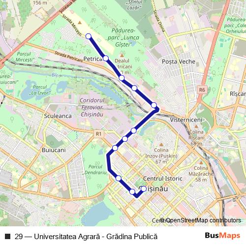29 trolleybus Line Map