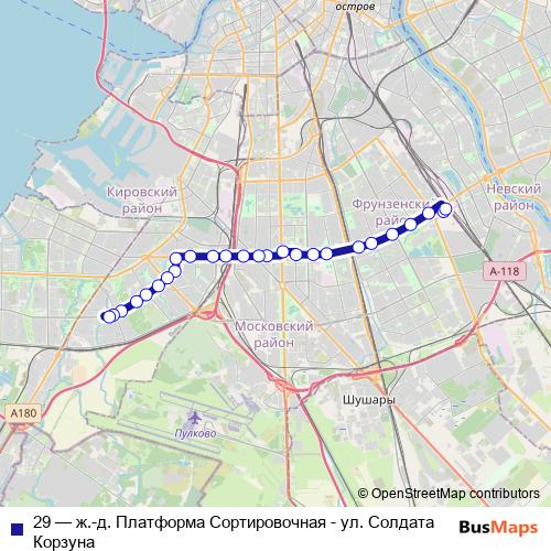 29 trolleybus Line Map