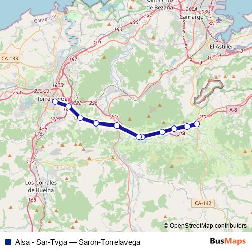 Alsa - Sar-Tvga bus Line Map