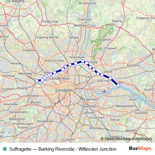 Suffragette rail Line Map