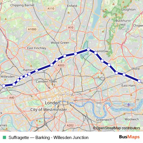 Suffragette rail Line Map
