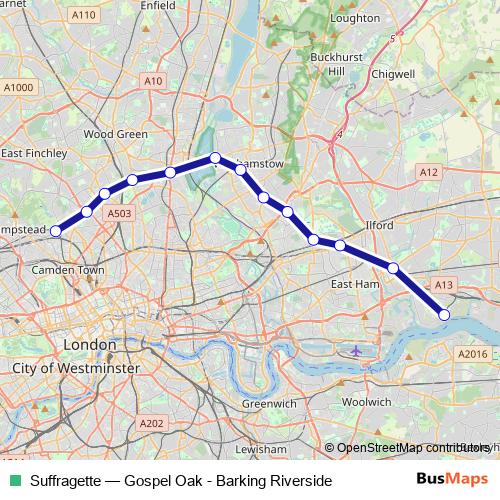 Suffragette rail Line Map
