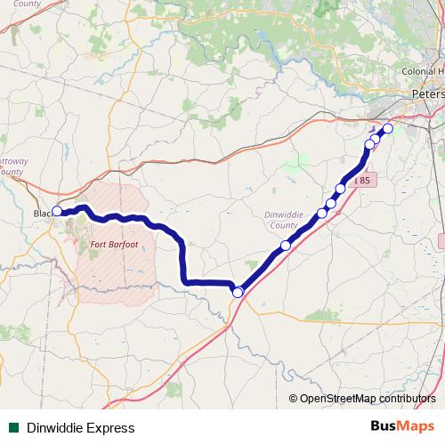 Dinwiddie Express bus Line Map