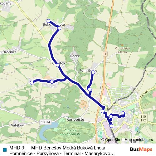 MHD 3 bus Line Map
