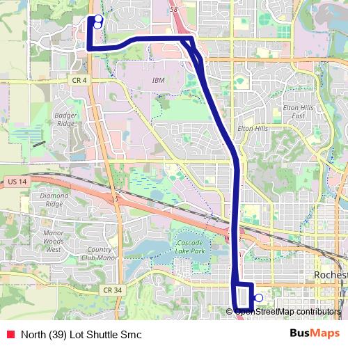 North (39) Lot Shuttle Smc bus Line Map