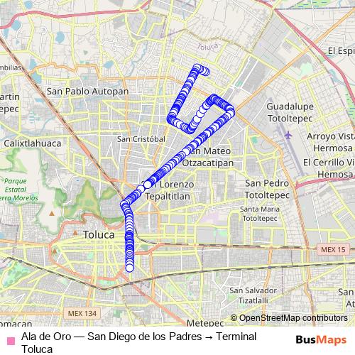 Ala de Oro bus Line Map