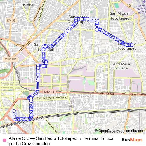 Ala de Oro bus Line Map