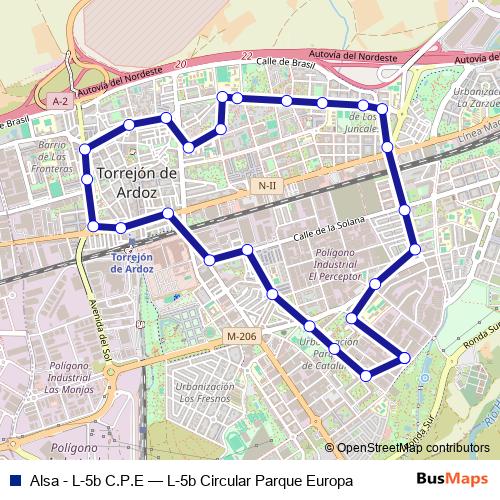 Alsa - L-5b C.P.E bus Line Map