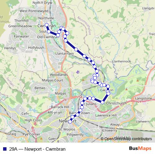 29A bus Line Map