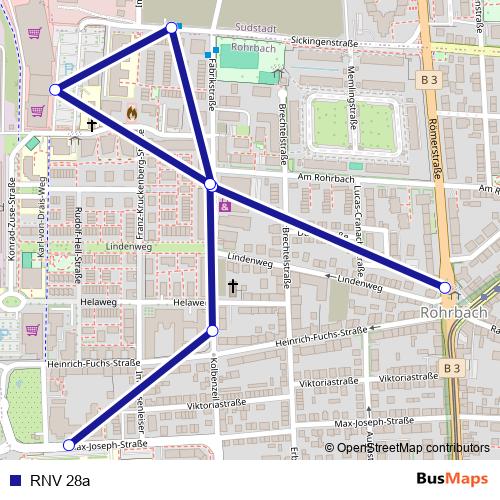RNV 28a bus Line Map