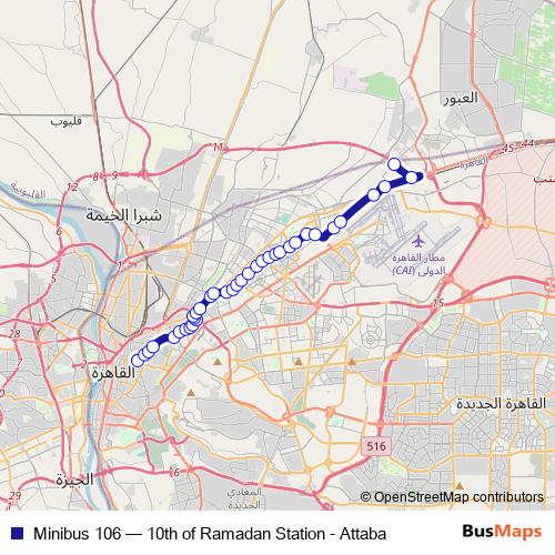 Minibus 106 bus Line Map