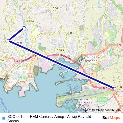 SCO 601b bus Line Map