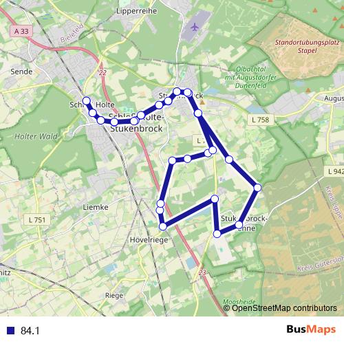 84.1 bus Line Map
