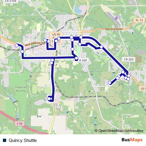 Quincy Shuttle bus Line Map