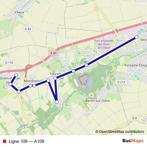Ligne 109 bus Line Map