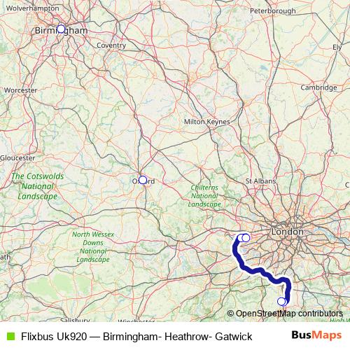 Flixbus Uk920 bus Line Map
