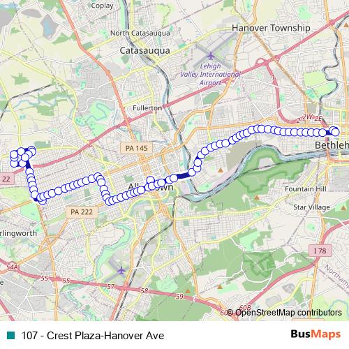 107 - Crest Plaza-Hanover Ave bus Line Map