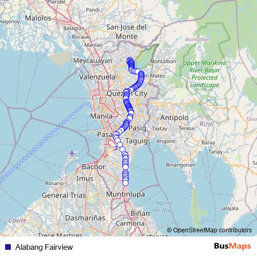 Alabang Fairview bus Line Map