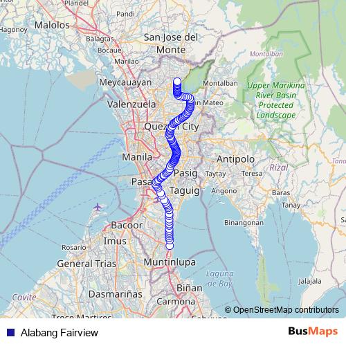 Alabang Fairview bus Line Map