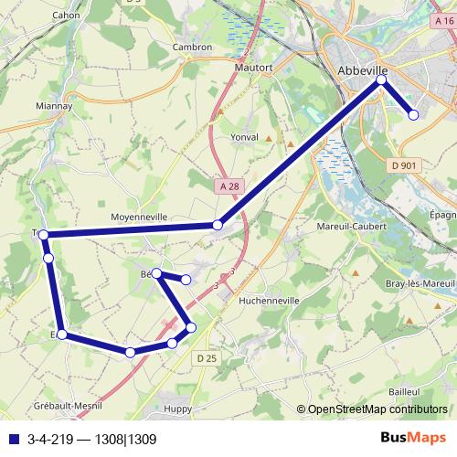 3-4-219 bus Line Map