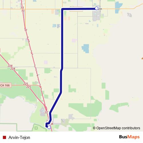 Arvin-Tejon bus Line Map