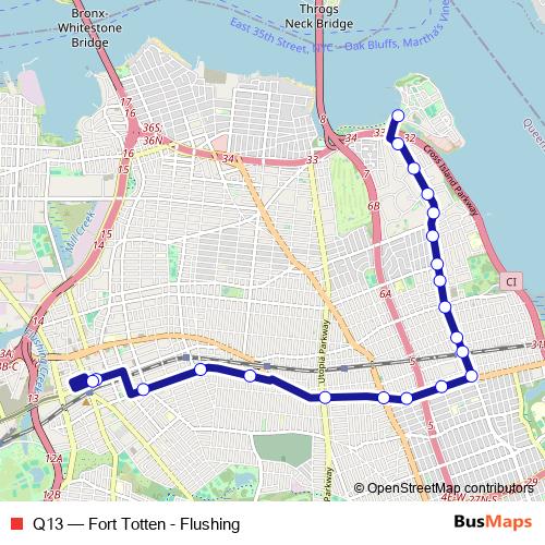 Q13 bus Line Map