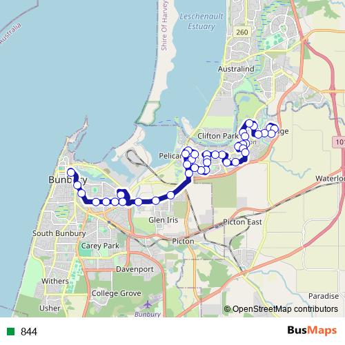 844 bus Line Map