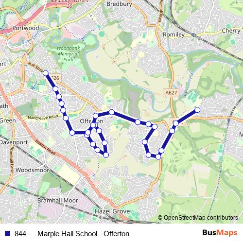 844 bus Line Map