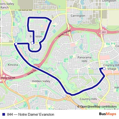 844 bus Line Map