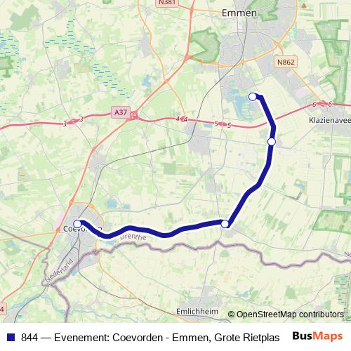 844 bus Line Map