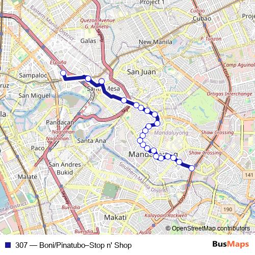 307 bus Line Map