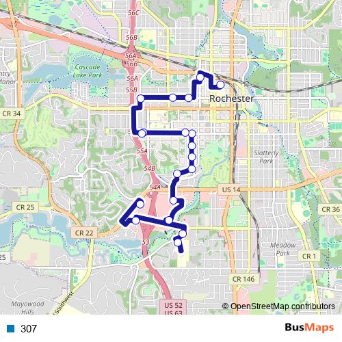 307 bus Line Map