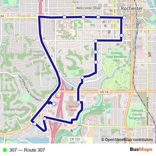 307 bus Line Map