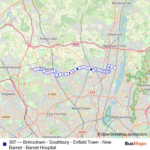 307 bus Line Map
