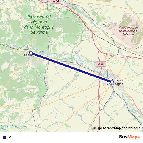 K1 bus Line Map