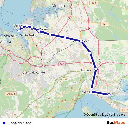 Linha do Sado rail Line Map