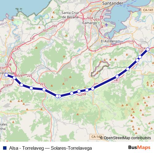 Alsa - Torrelaveg bus Line Map