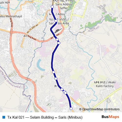 Tx Kal 021 bus Line Map