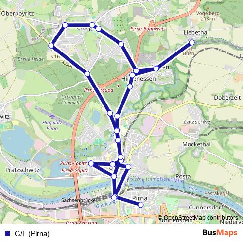G/L (Pirna) bus Line Map