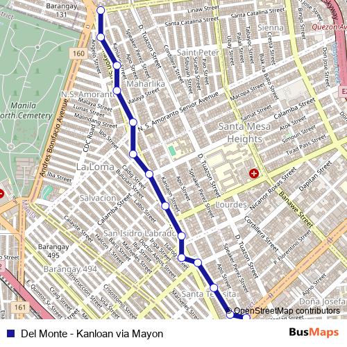 Del Monte - Kanloan via Mayon bus Line Map