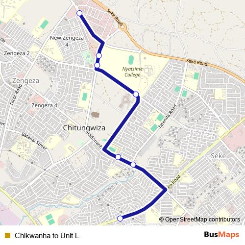 Chikwanha to Unit L bus Line Map