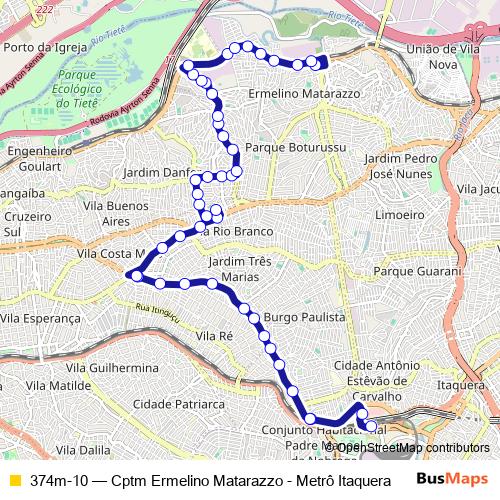 374m-10 bus Line Map