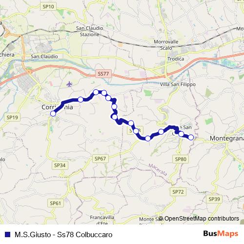 M.S.Giusto - Ss78 Colbuccaro bus Line Map