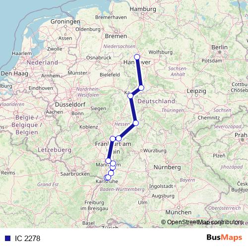 IC 2278 rail Line Map