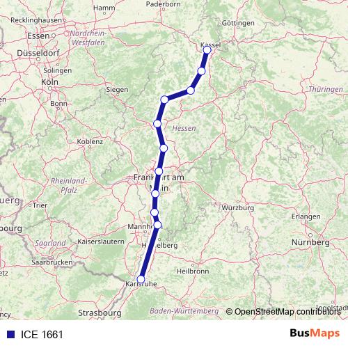 ICE 1661 rail Line Map