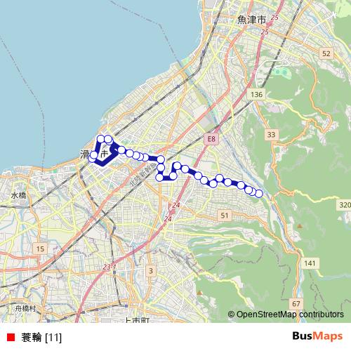 蓑輪 [11] bus Line Map