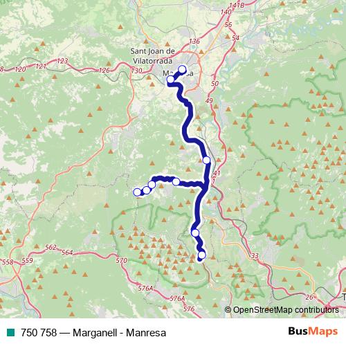 750 758 bus Line Map